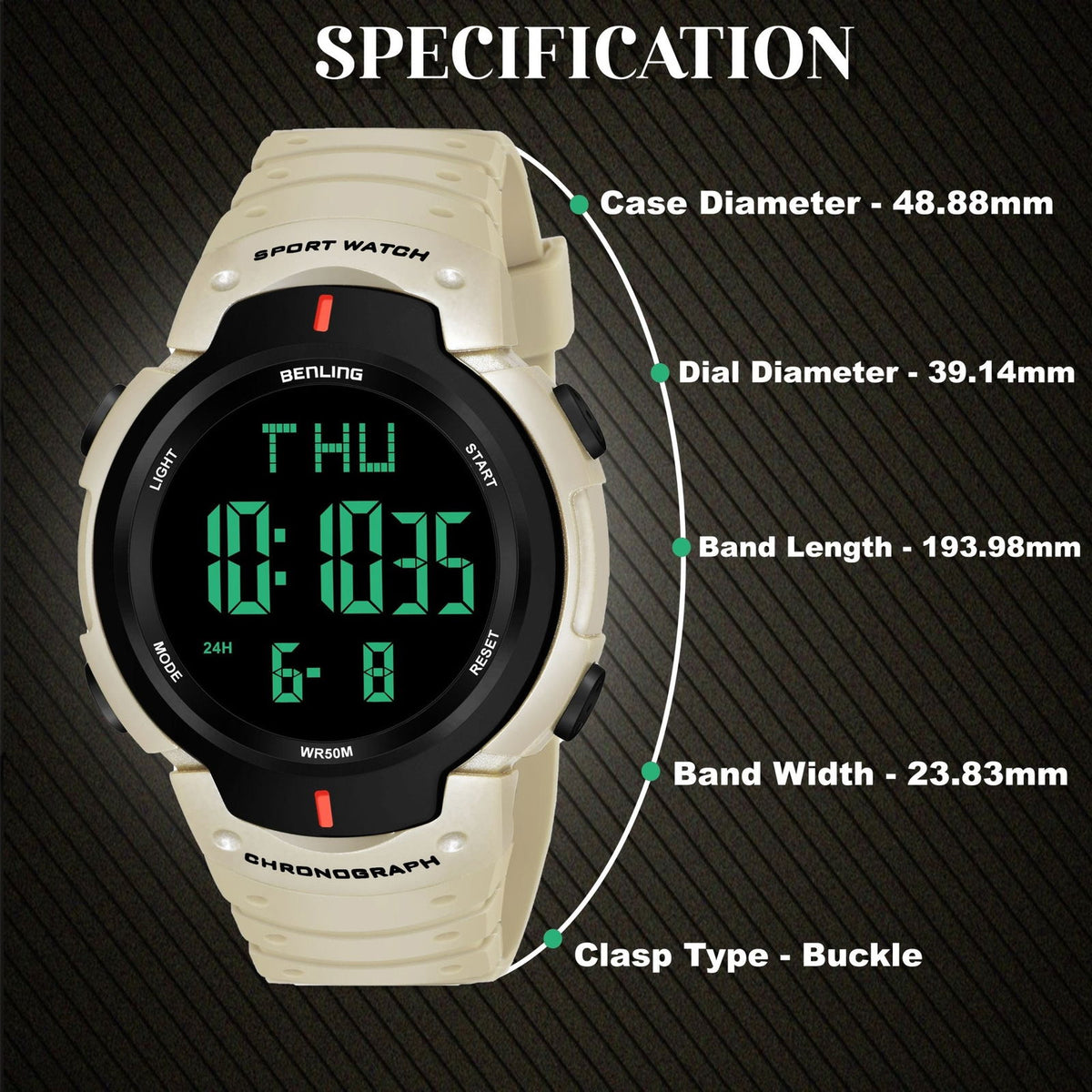 Multifunctional Digital Watches for Men | Waterproof | Calendar | Day Date Function | 6050 - Benling