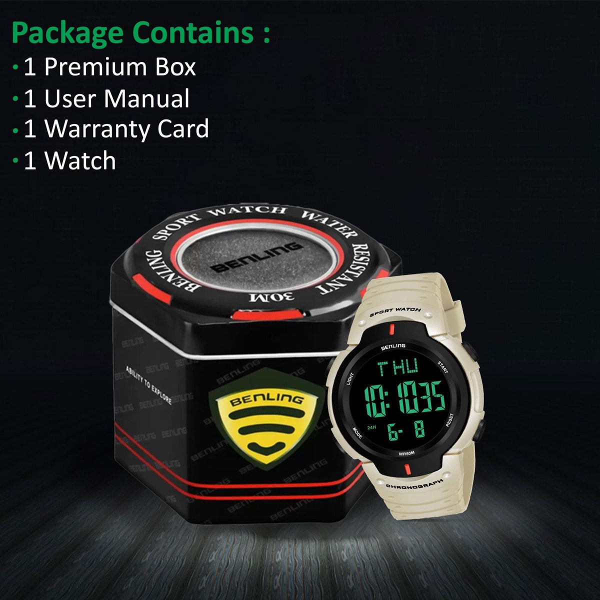 Multifunctional Digital Watches for Men | Waterproof | Calendar | Day Date Function | 6050 - Benling