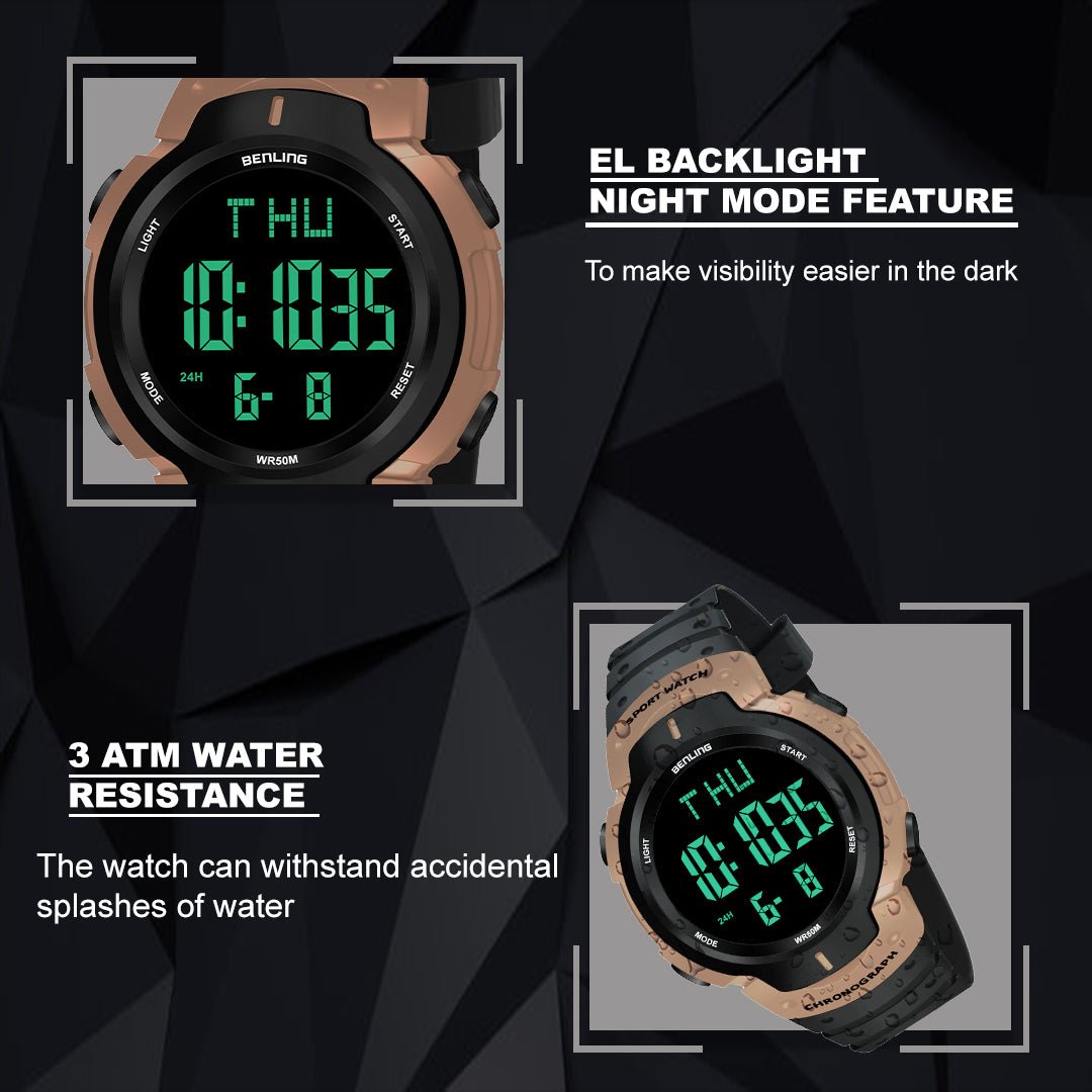 Multifunctional Digital Watches for Men | Waterproof | Calendar | Day Date Function | 6050 - Benling