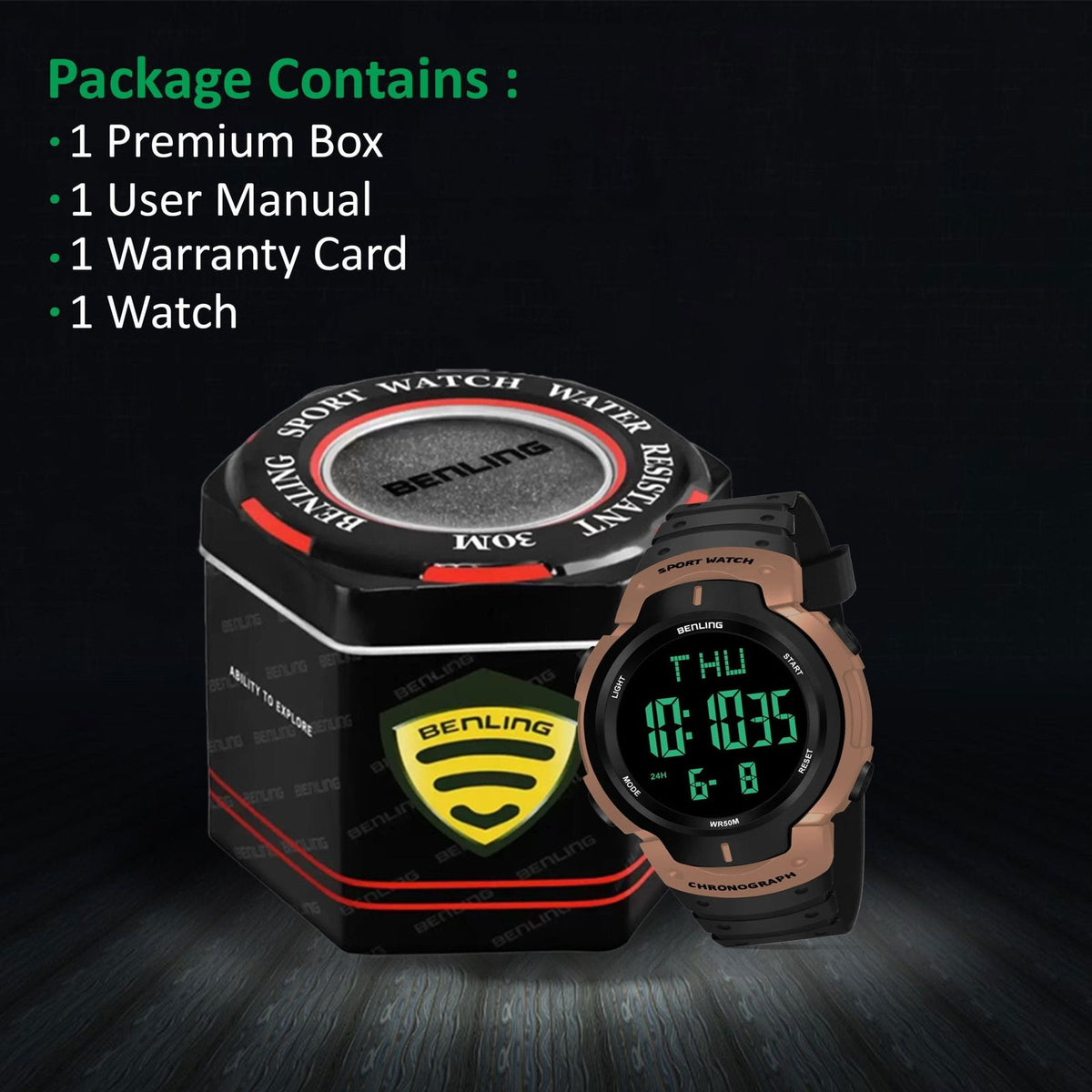 Multifunctional Digital Watches for Men | Waterproof | Calendar | Day Date Function | 6050 - Benling