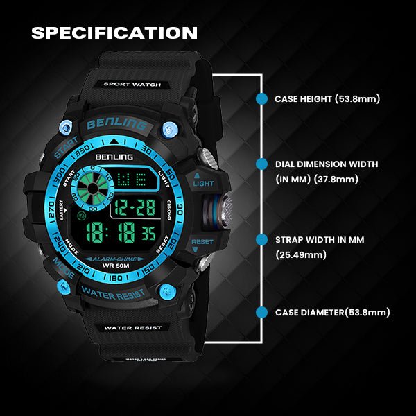 Multifunctional LED Digital Watch with Stopwatch-6064
