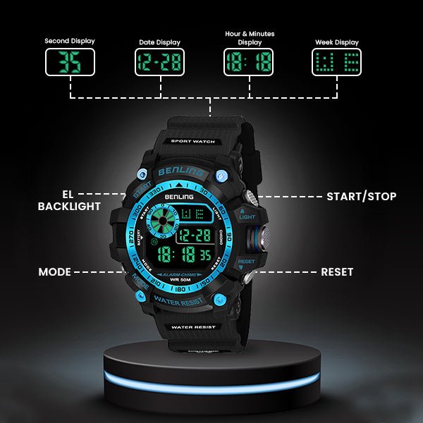 Multifunctional LED Digital Watch with Stopwatch-6064
