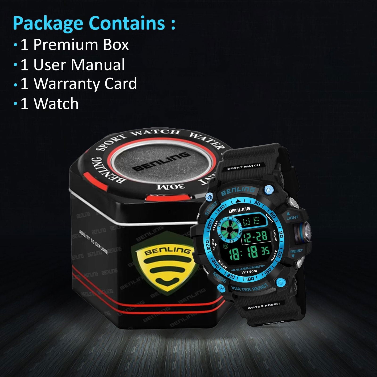 Multifunctional LED Digital Watch with Stopwatch-6064