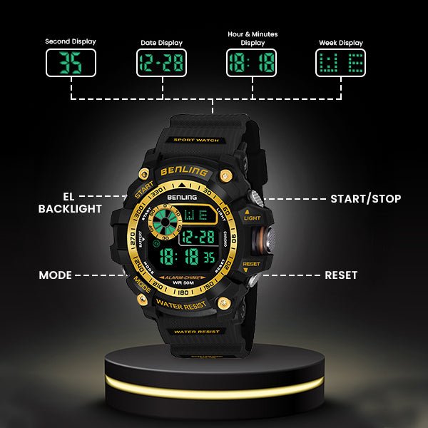 Multifunctional LED Digital Watch with Stopwatch-6064