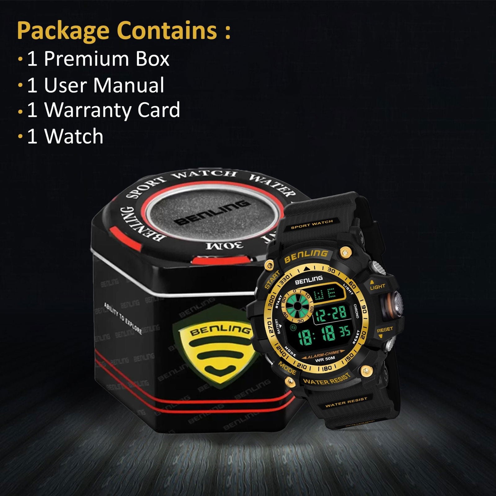 Multifunctional LED Digital Watch with Stopwatch-6064