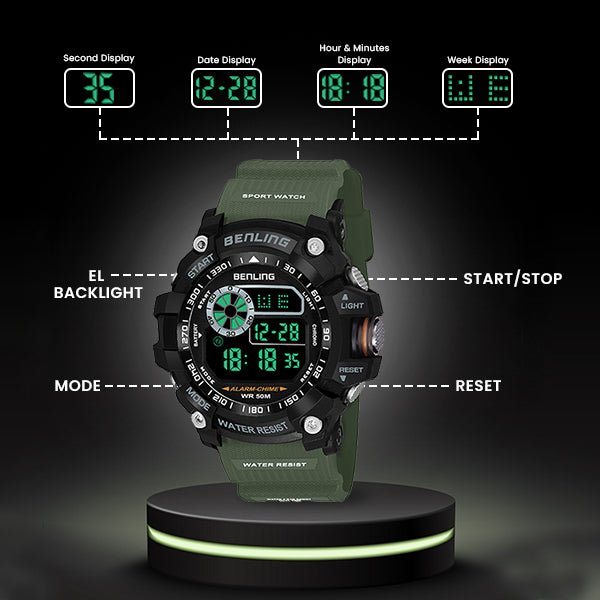 Multifunctional LED Digital Watch with Stopwatch-6064