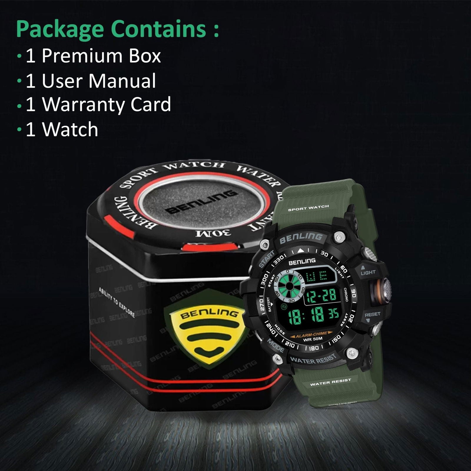 Multifunctional LED Digital Watch with Stopwatch-6064