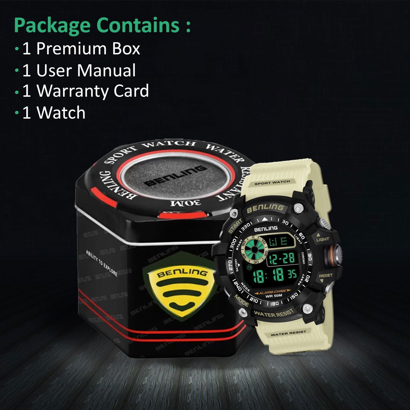 Multifunctional LED Digital Watch with Stopwatch-6064