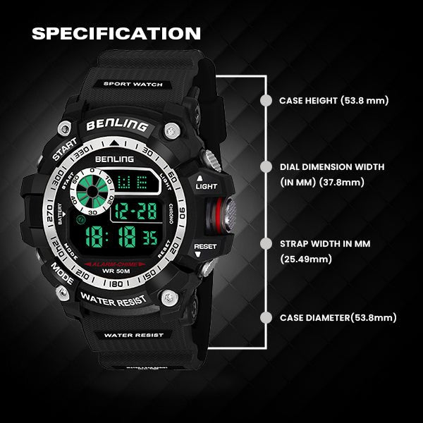 Multifunctional LED Digital Watch with Stopwatch-6064