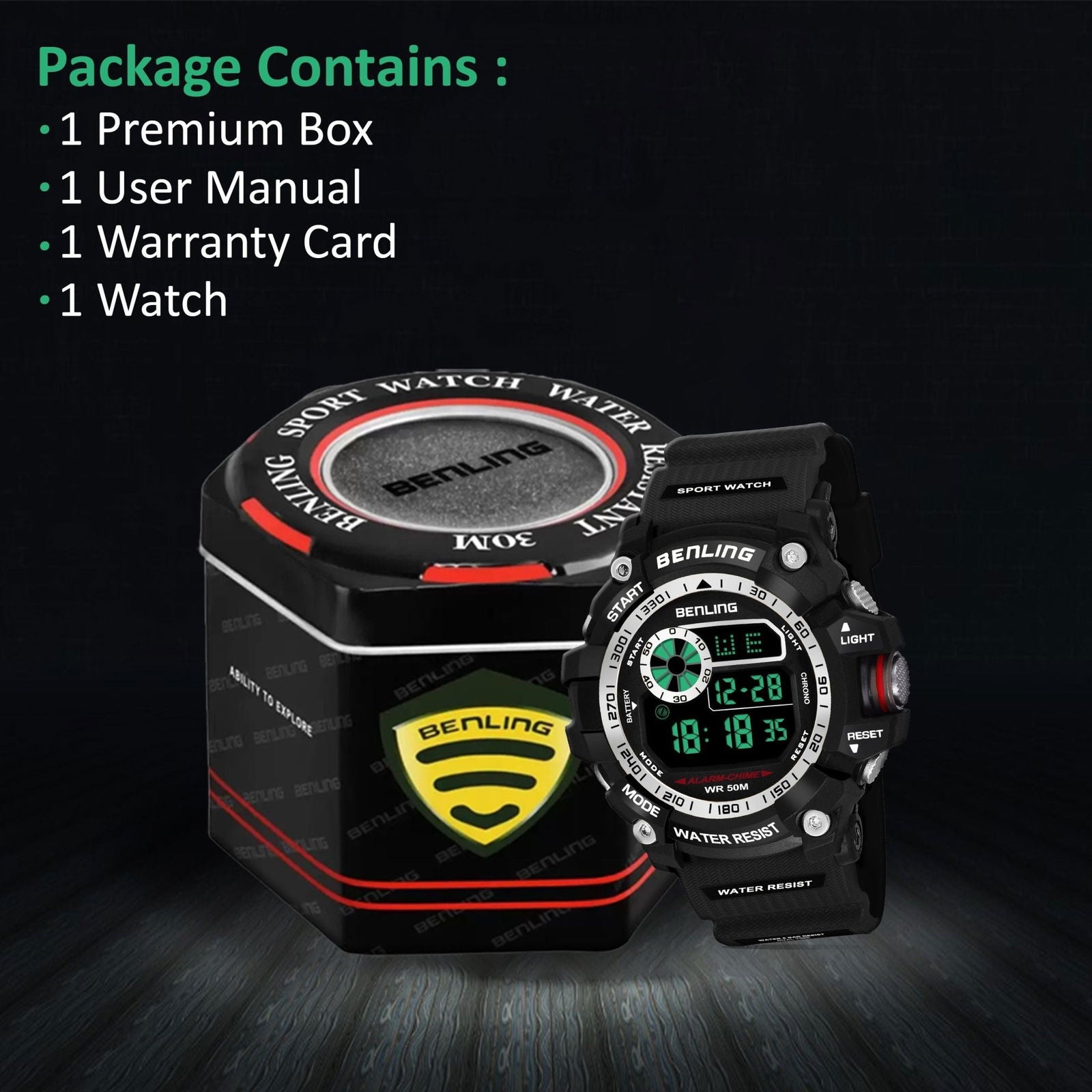 Multifunctional LED Digital Watch with Stopwatch-6064