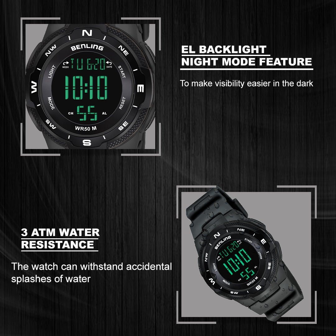 Rugged Digital Watch with Stopwatch Calendar Alarm | Sports- Formal Casual Wear | Rugged Digital Watch | 6052