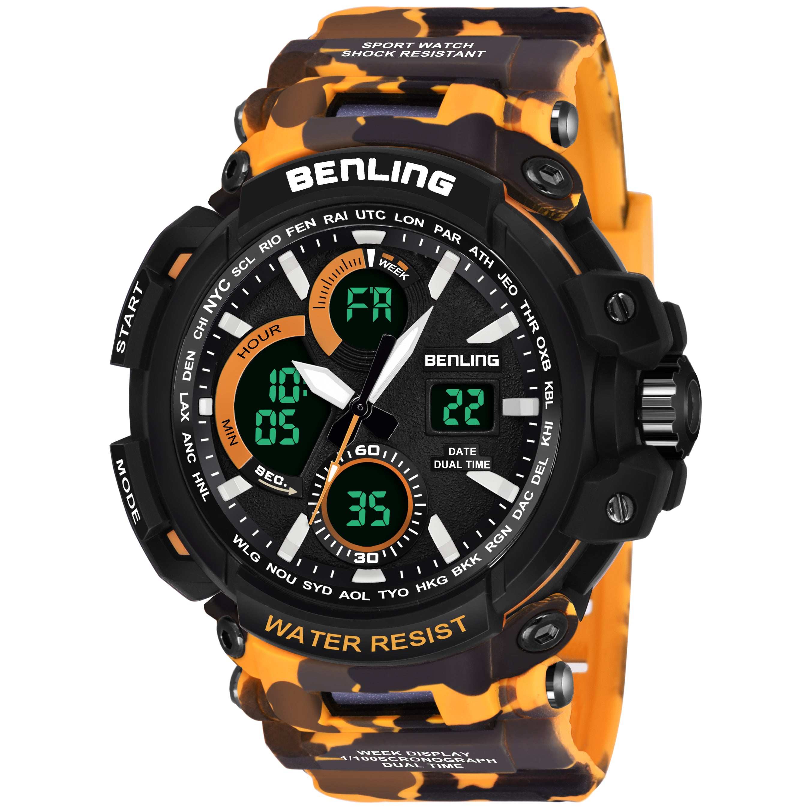 Benling Stylish and Functional Analog Digital Watch with EL Backlight – SKBLANDG-6001