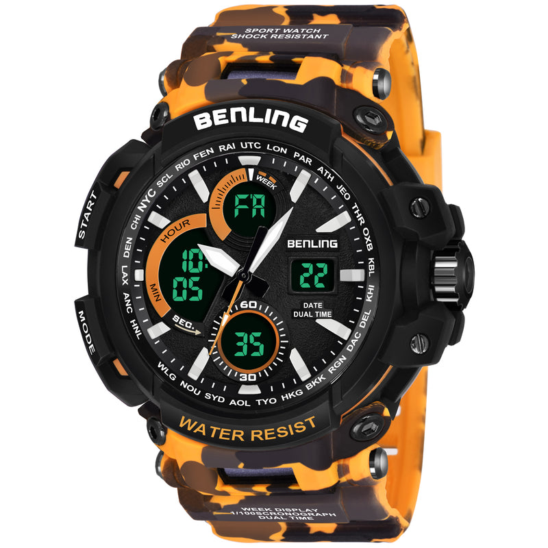 Benling Stylish and Functional Analog Digital Watch with EL Backlight – SKBLANDG-6001