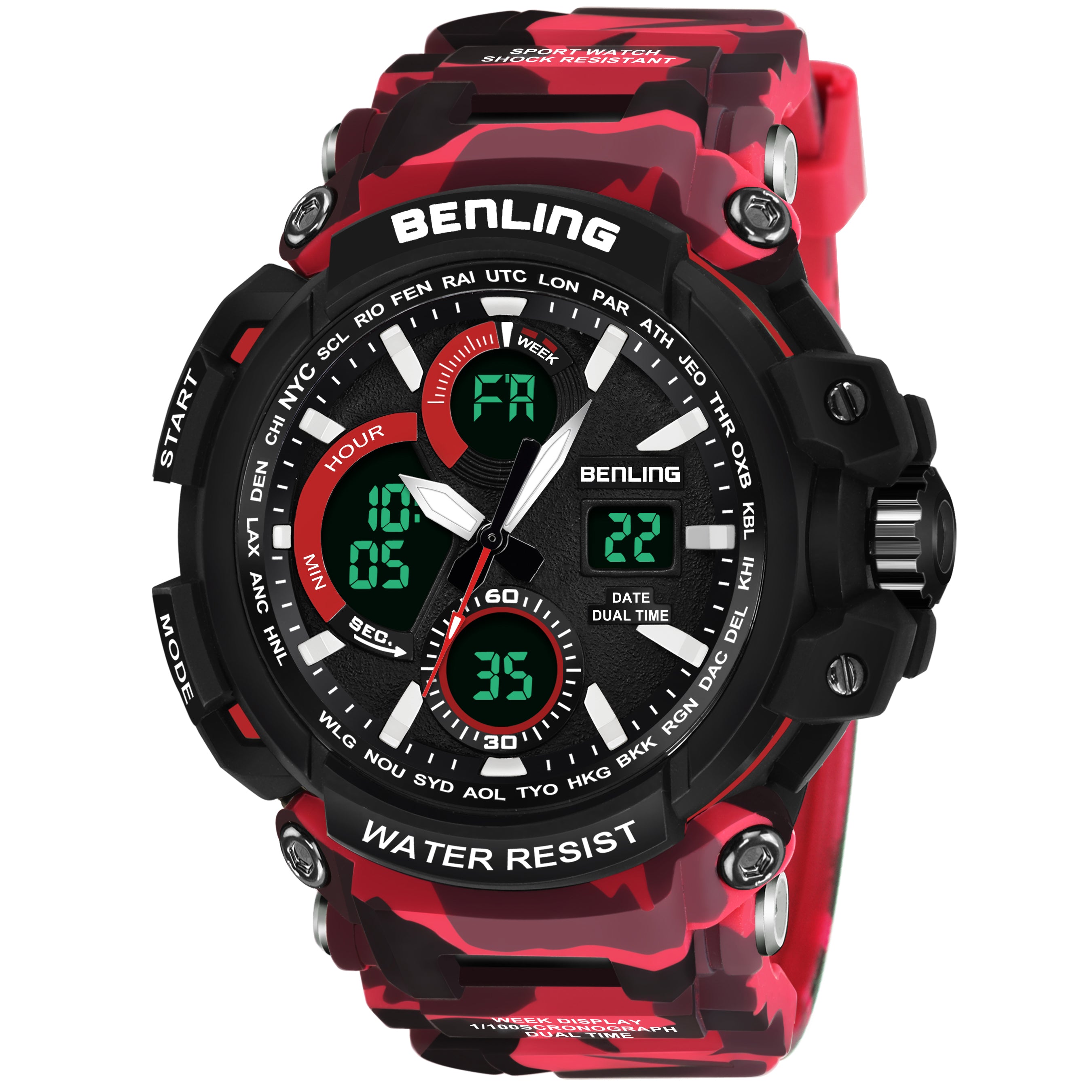 Benling Stylish and Functional Analog Digital Watch with EL Backlight – SKBLANDG-6001