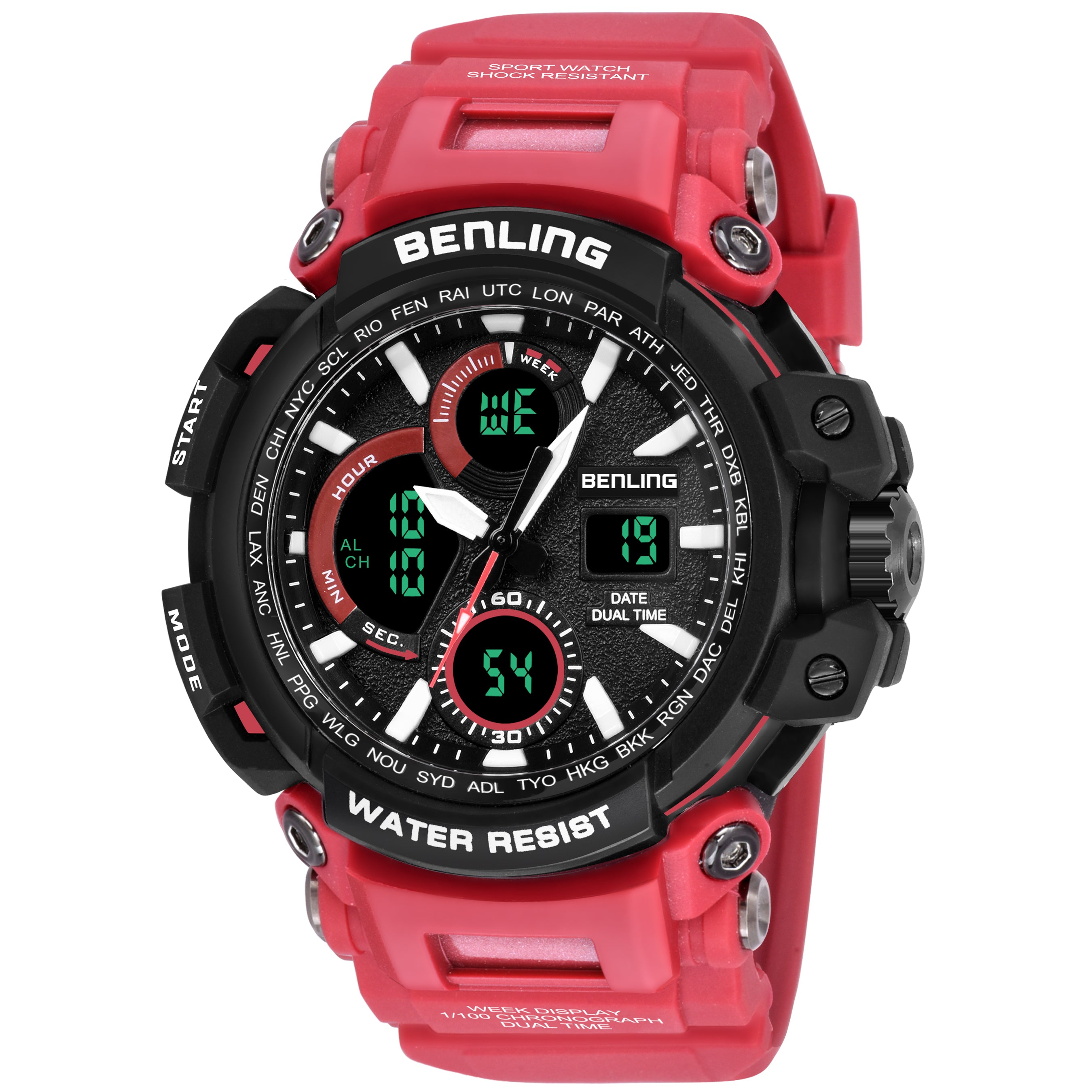 Benling Stylish and Functional Analog Digital Watch with EL Backlight – SKBLANDG-6001