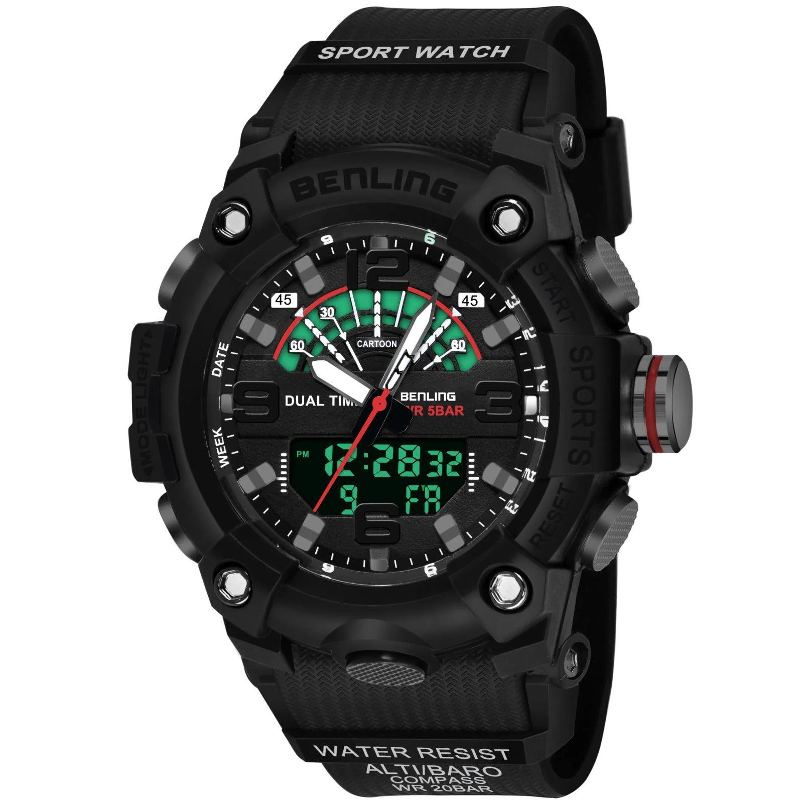 Benling Men’s 5-Color Analog Digital Watch – SKBLANDG-6008