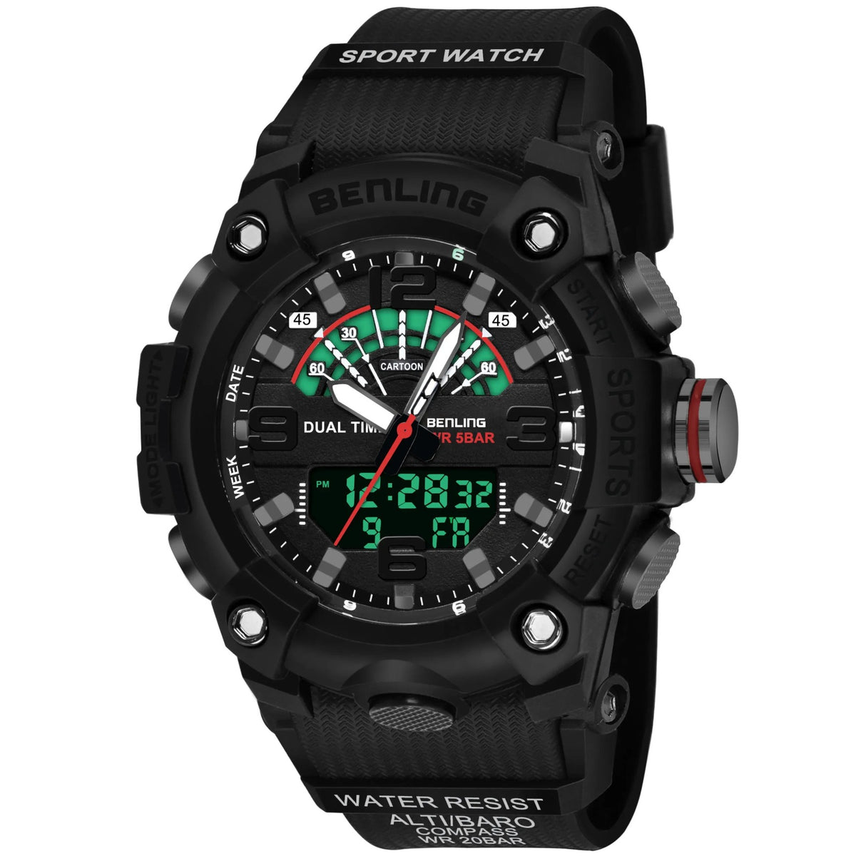 Benling Men’s 5-Color Analog Digital Watch – SKBLANDG-6008 My Store