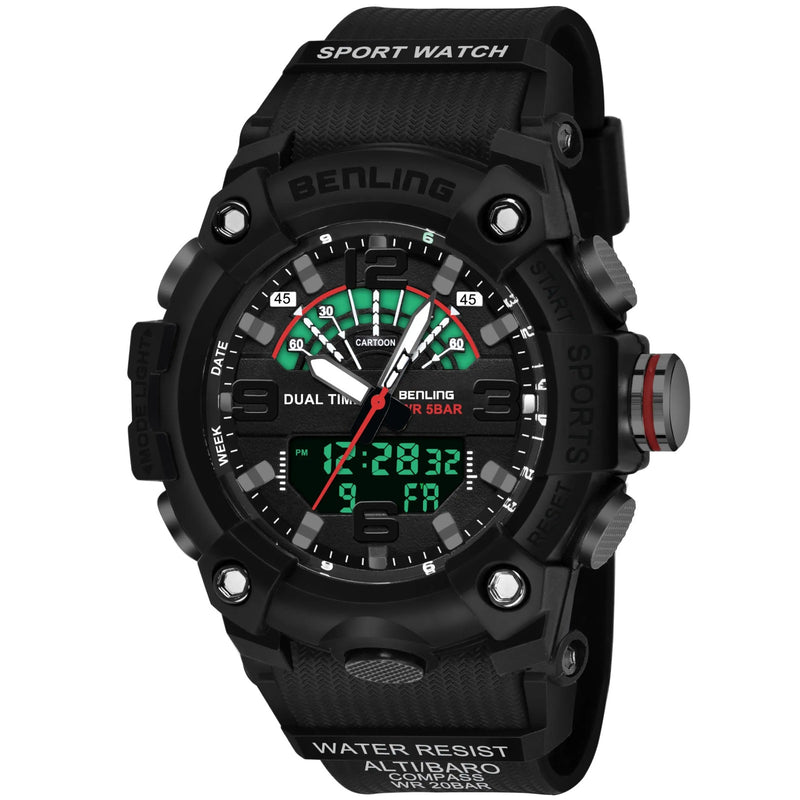 Benling Men’s 5-Color Analog Digital Watch – SKBLANDG-6008