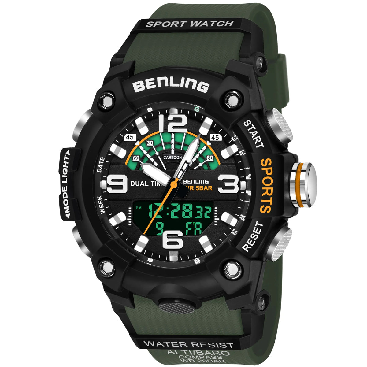 Benling Men’s 5-Color Analog Digital Watch – SKBLANDG-6008