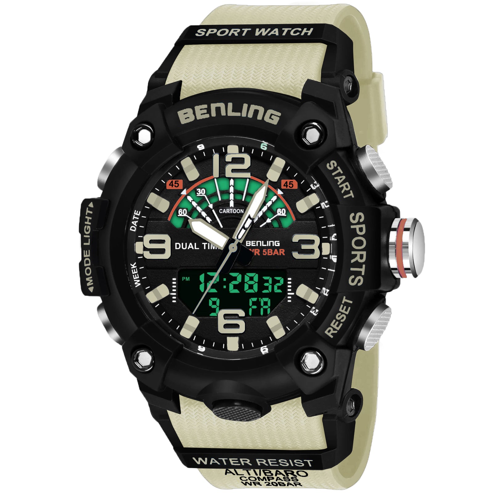 Benling Men’s 5-Color Analog Digital Watch – SKBLANDG-6008