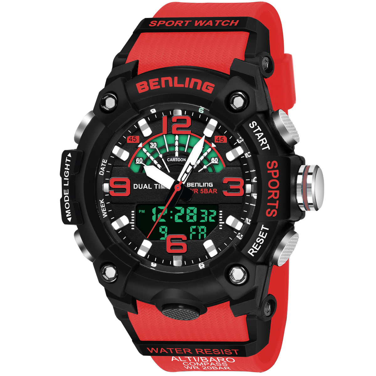 Benling Men’s 5-Color Analog Digital Watch – SKBLANDG-6008 My Store