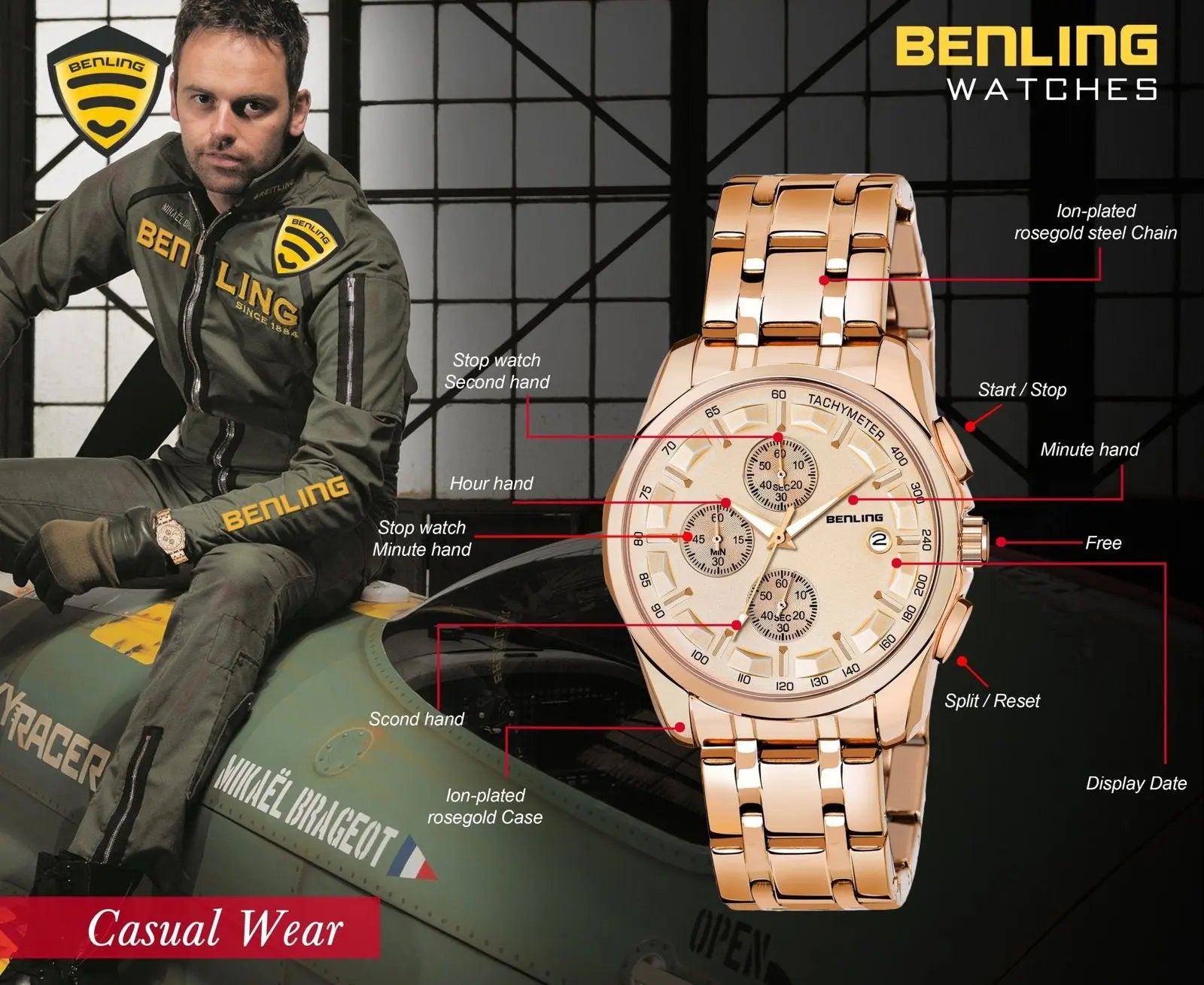 BL-1008 Benling Chronomaster Chronograph Watch for Men