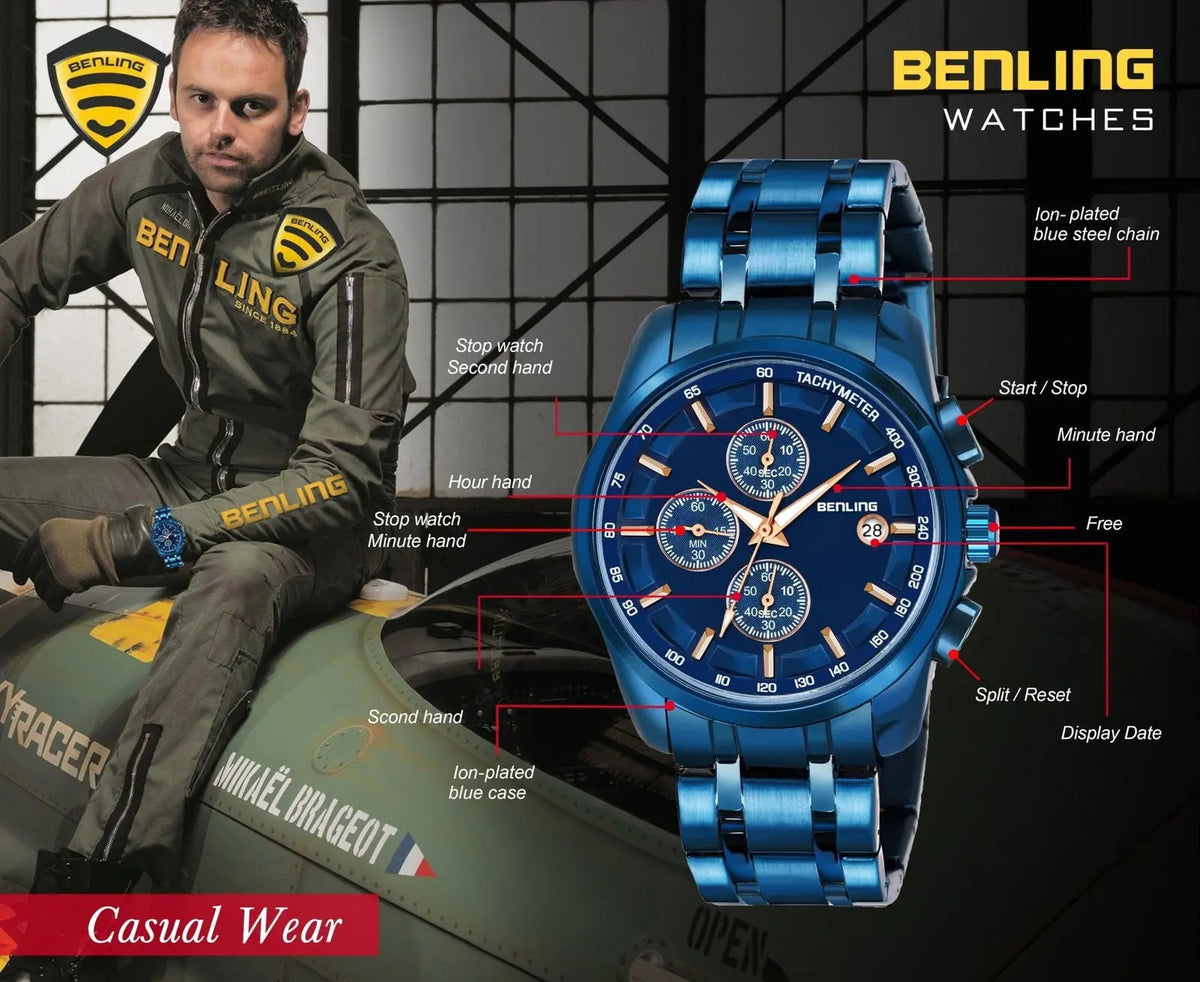 Stylish Stainless Steel chain formal | casual| Chronograph watch - Benling