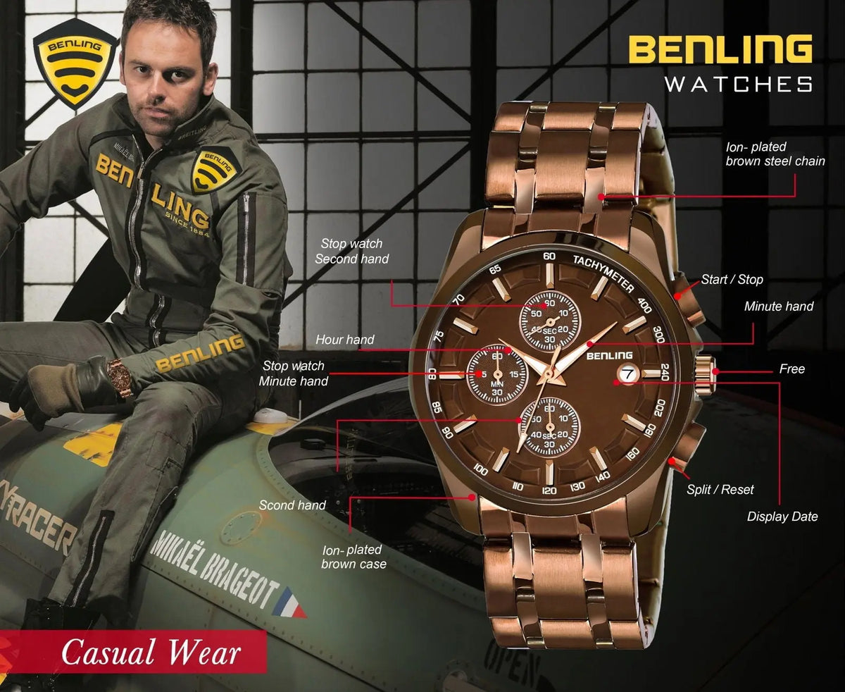 Stylish Stainless Steel chain formal | casual| Chronograph watch - Benling