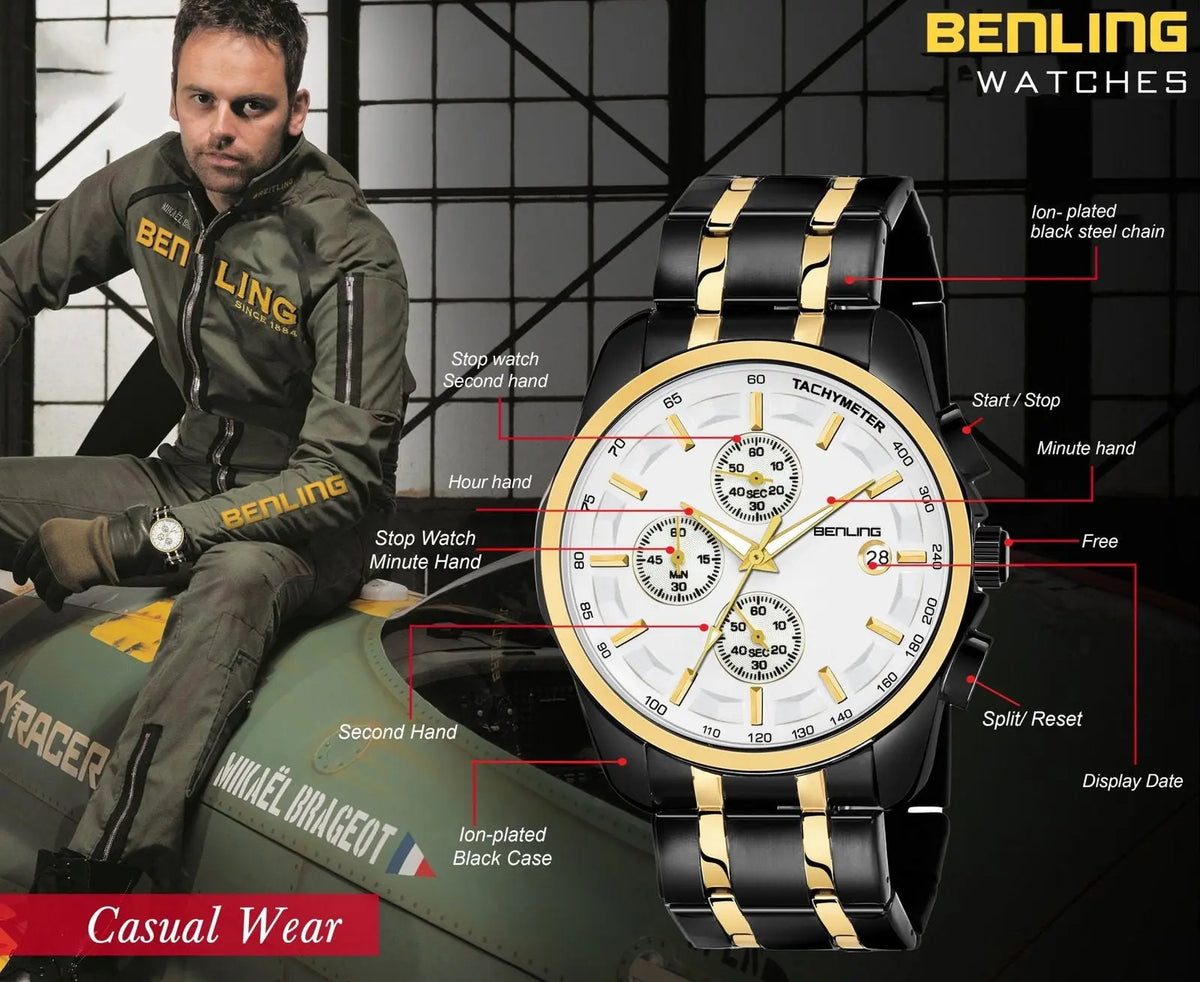 Stylish Stainless Steel chain formal | casual| Chronograph watch - Benling