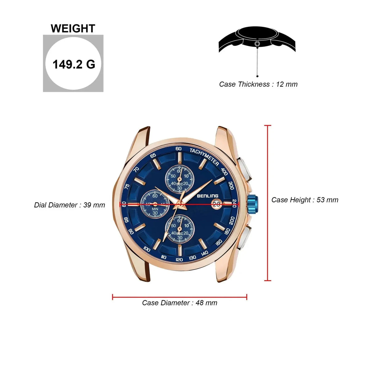 Stylish Stainless Steel chain formal | casual| Chronograph watch - Benling