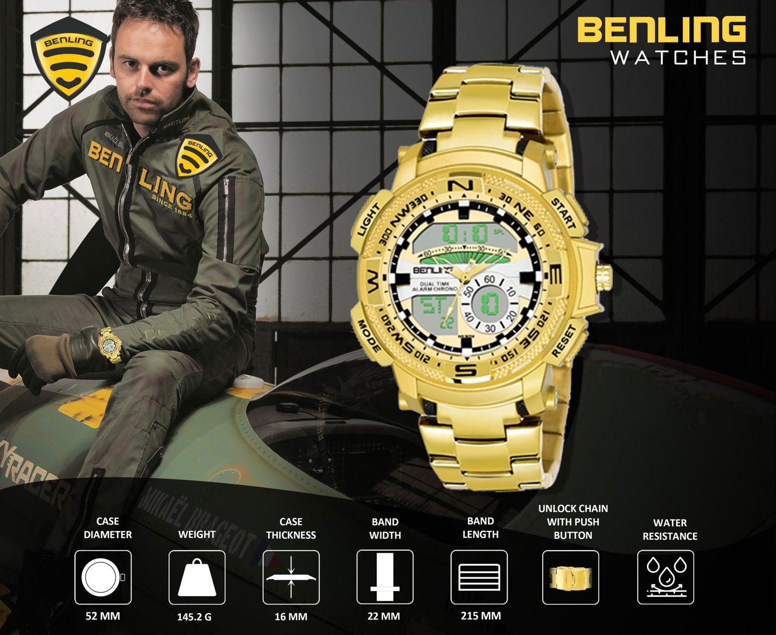 Benling Time Fusion BL-1012 Ana-Digital Stainless Steel Watch for Men