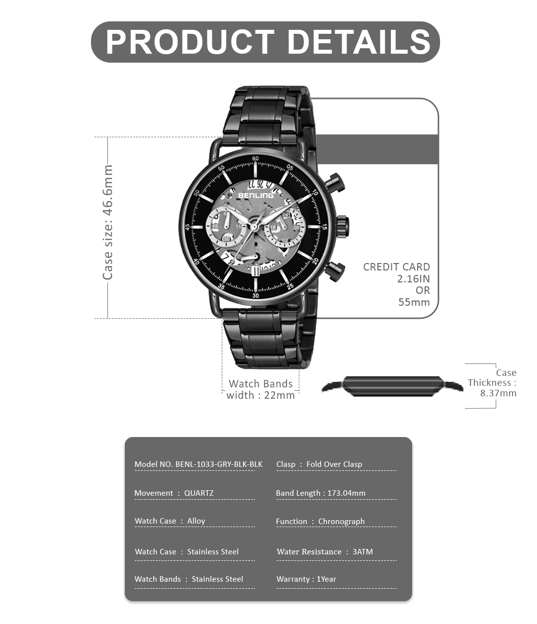 Vintage Classic ChronoGraph Watch