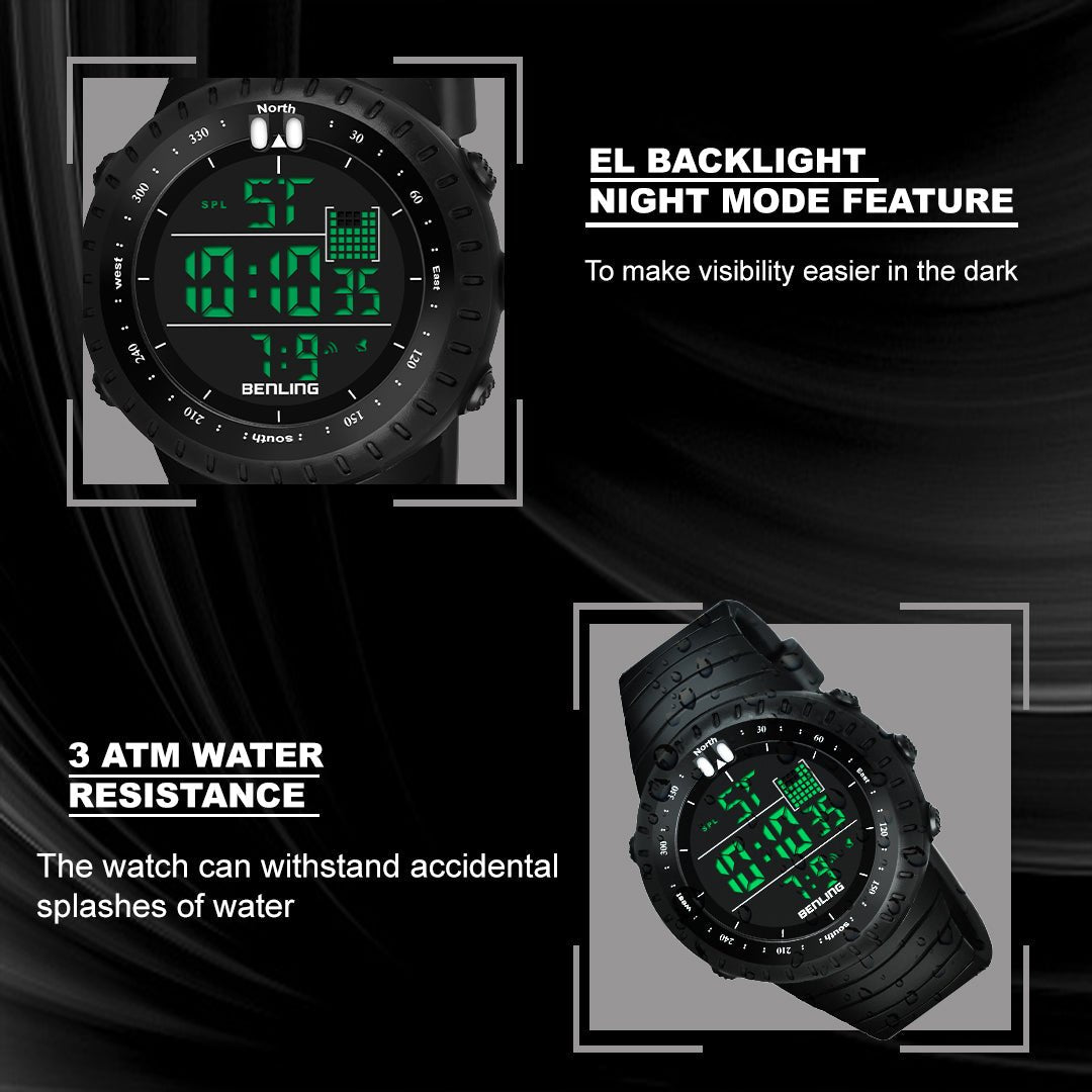 Vintage Collection Digital Watch for Men – Boys with Stopwatch | Calendar Alarm | EL Backlight | 6051