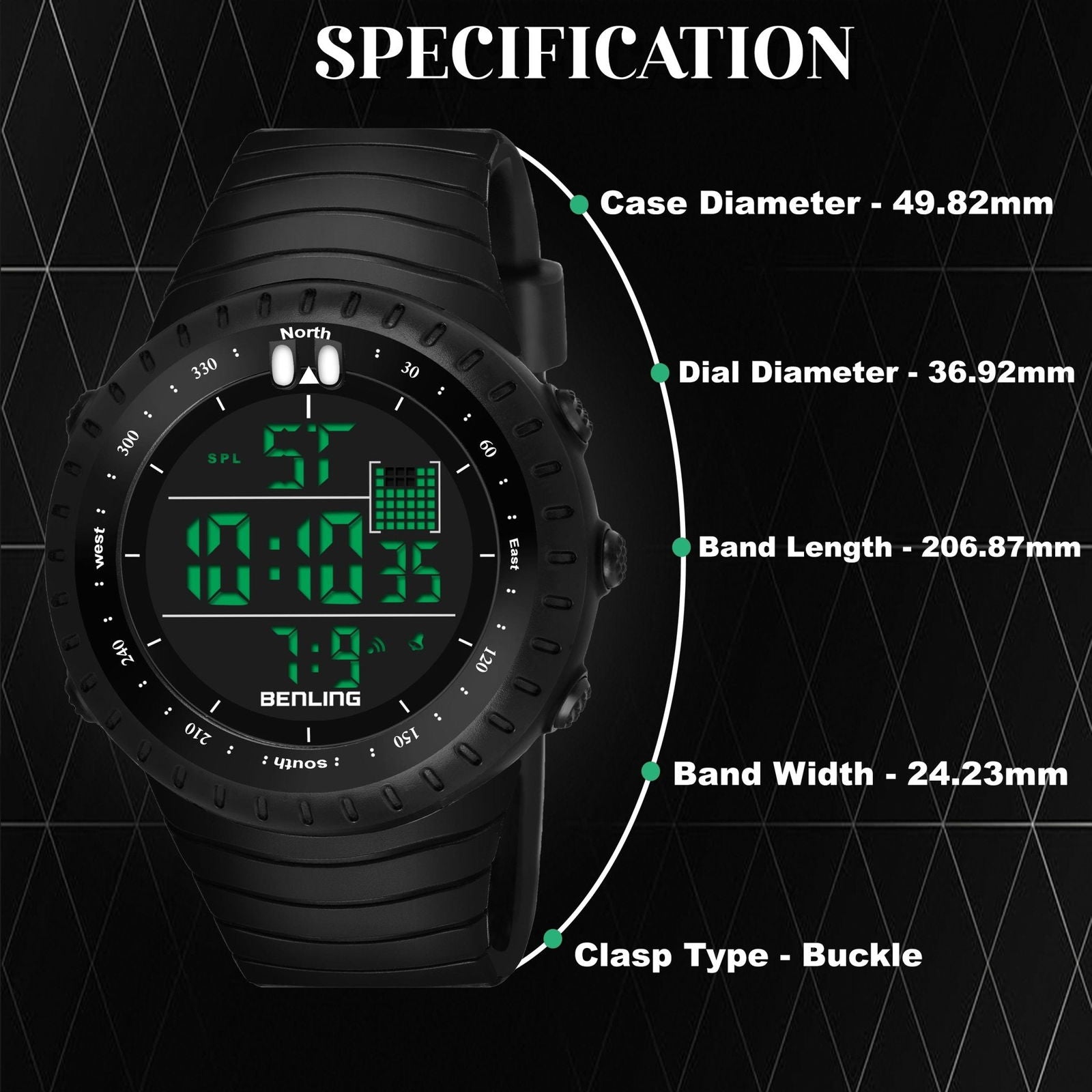 Vintage Collection Digital Watch for Men – Boys with Stopwatch | Calendar Alarm | EL Backlight | 6051