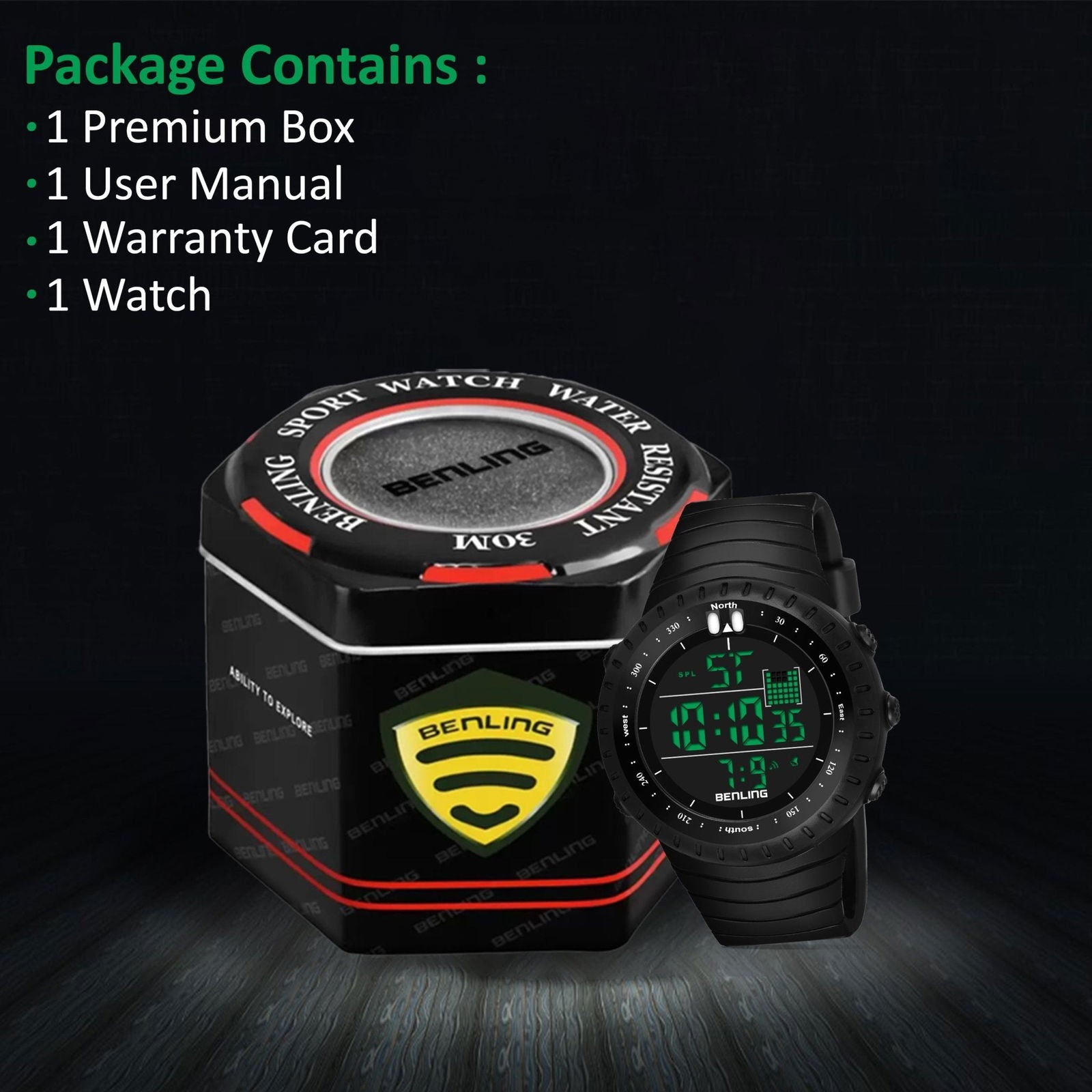 Vintage Collection Digital Watch for Men – Boys with Stopwatch | Calendar Alarm | EL Backlight | 6051