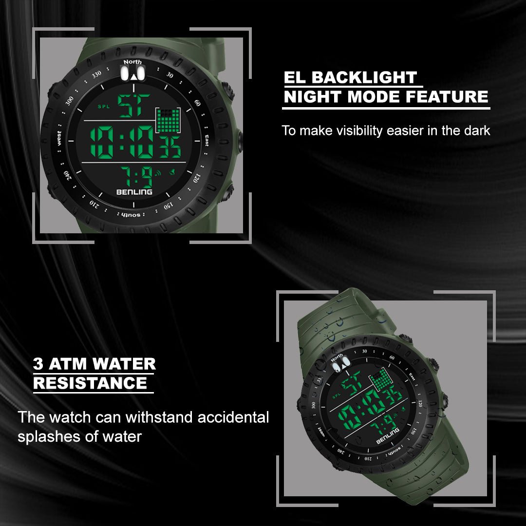 Vintage Collection Digital Watch for Men – Boys with Stopwatch | Calendar Alarm | EL Backlight | 6051