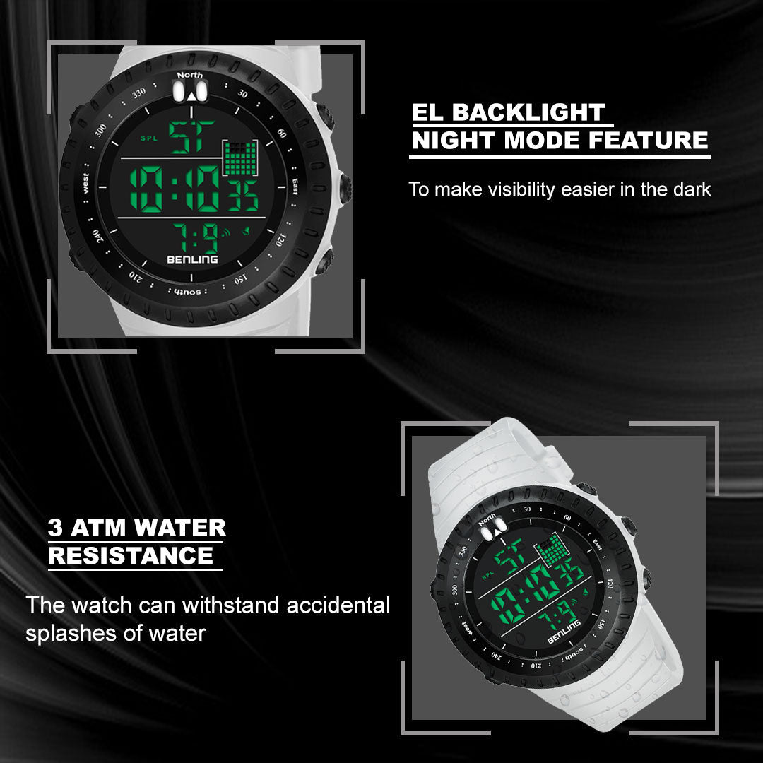 Vintage Collection Digital Watch for Men – Boys with Stopwatch | Calendar Alarm | EL Backlight | 6051