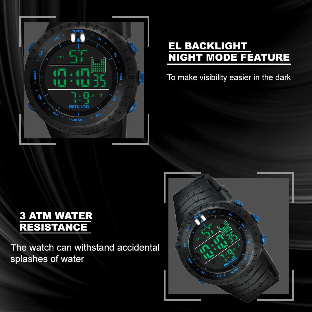 Vintage Collection Digital Watch for Men – Boys with Stopwatch | Calendar Alarm | EL Backlight | 6051