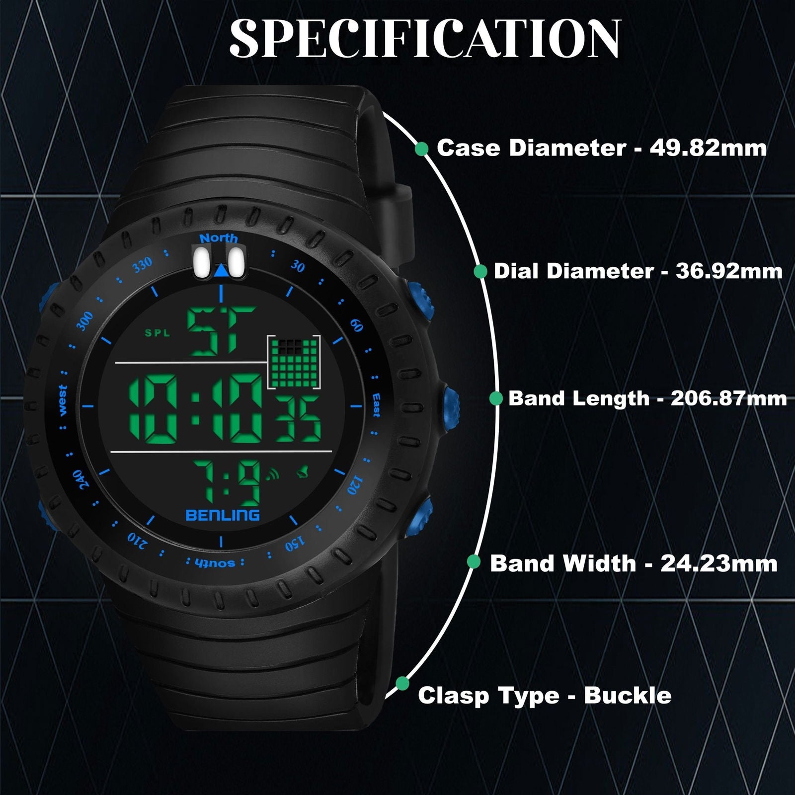 Vintage Collection Digital Watch for Men – Boys with Stopwatch | Calendar Alarm | EL Backlight | 6051