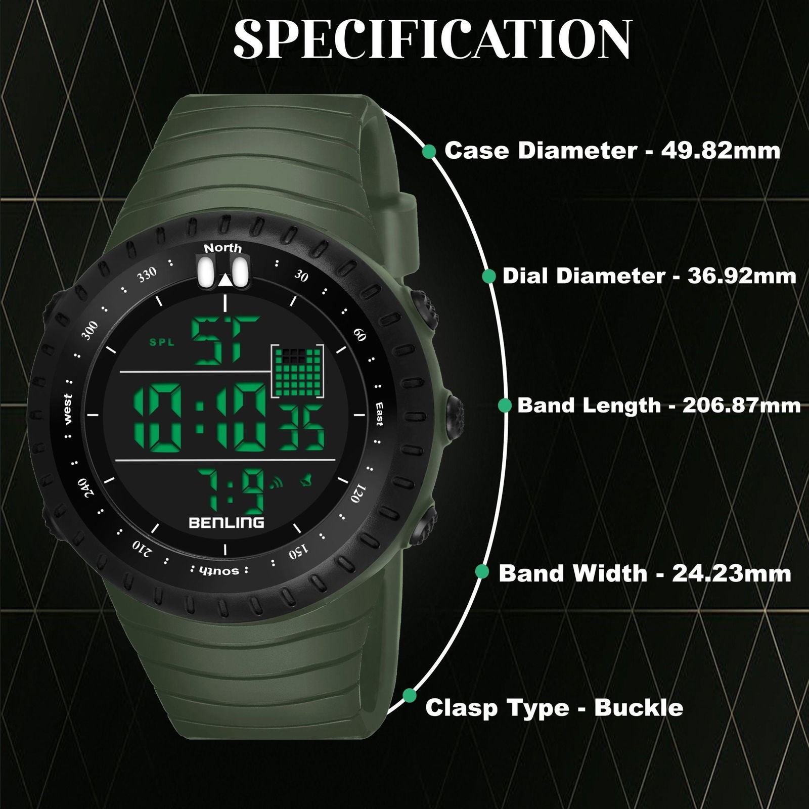 Vintage Collection Digital Watch for Men – Boys with Stopwatch | Calendar Alarm | EL Backlight | 6051