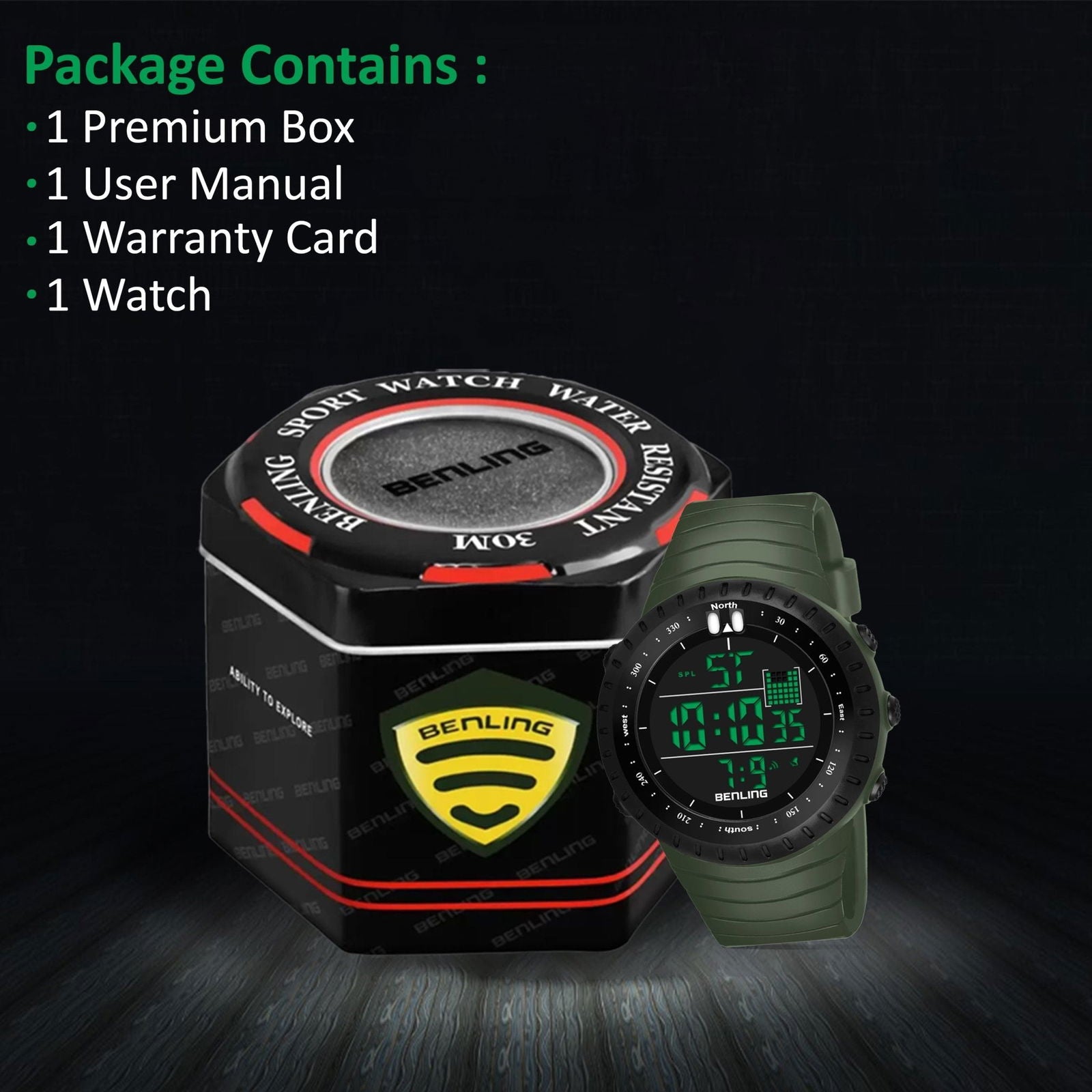 Vintage Collection Digital Watch for Men – Boys with Stopwatch | Calendar Alarm | EL Backlight | 6051