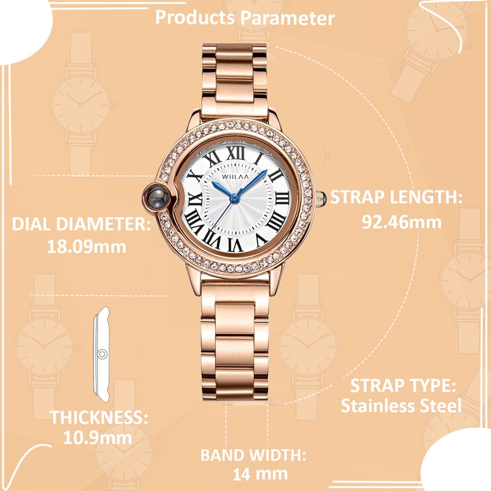 Benling Women’s Rose Gold Analog Wrist Watch | Metal Strap | Roman Number Dial | Stylish & Elegant