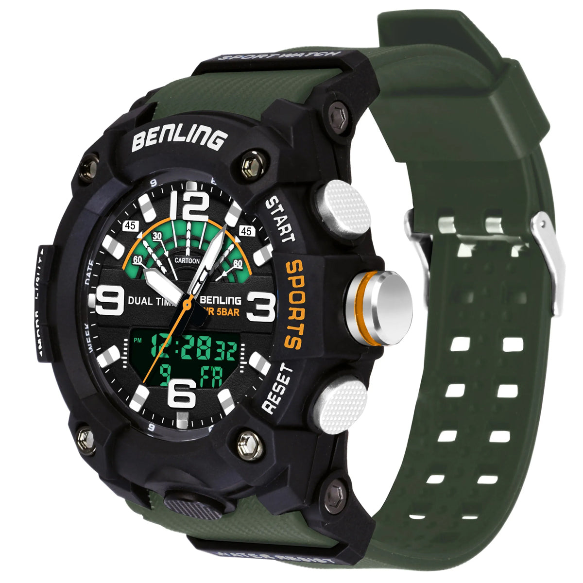 Benling Men’s 5-Color Analog Digital Watch – SKBLANDG-6008