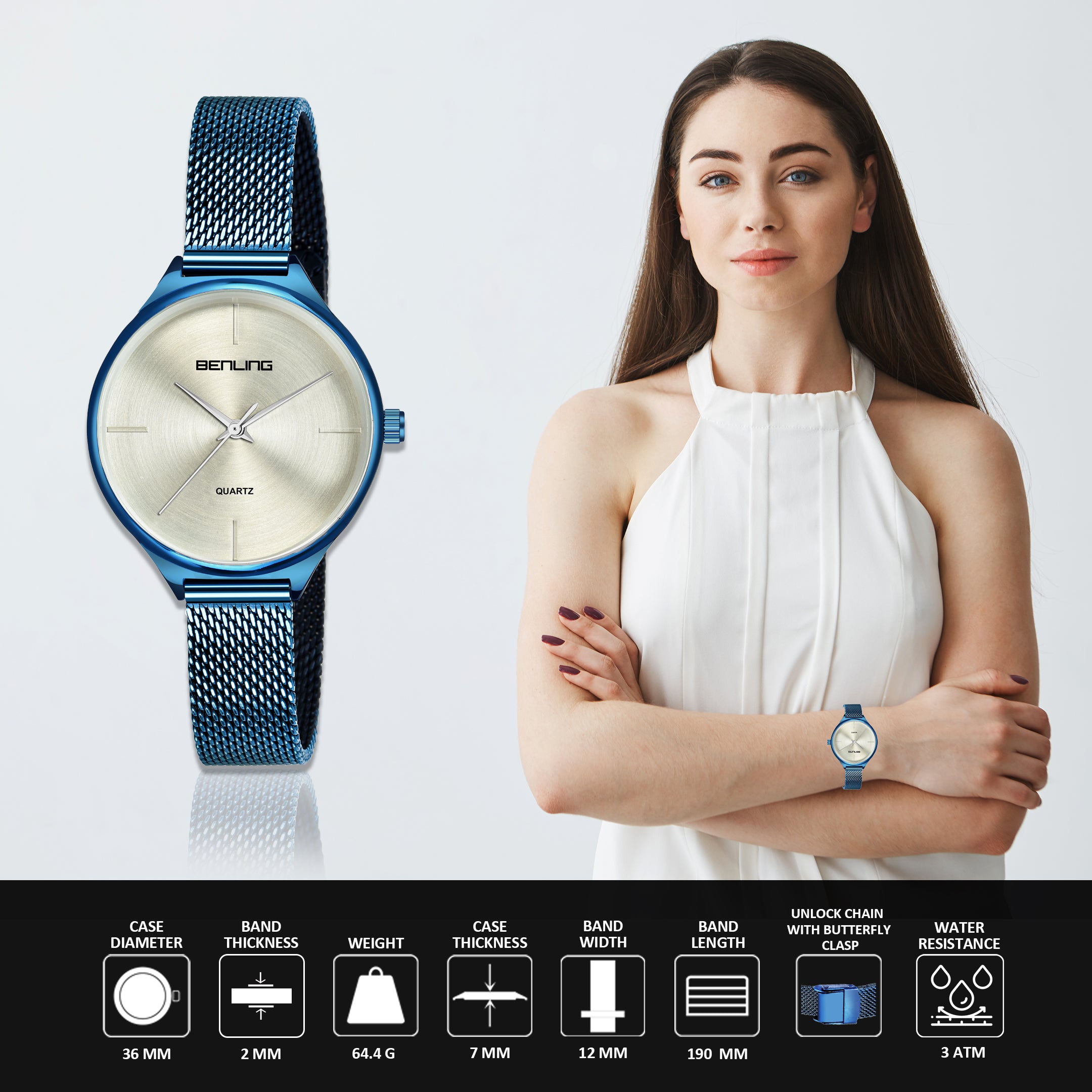 Benling BL-1017 Milanese Series Watch for Women