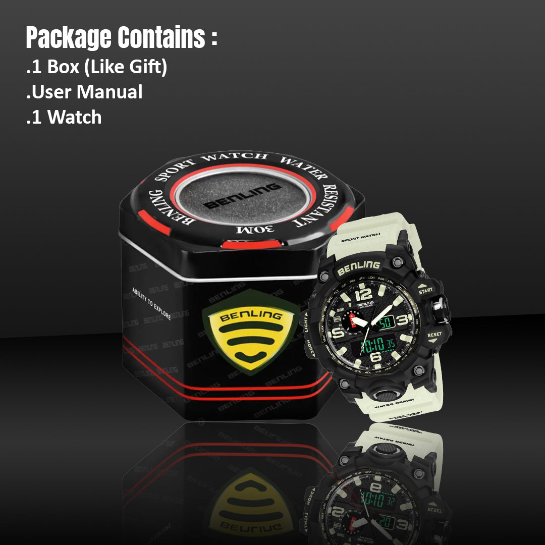 Benling EL Backlight Analog Digital Watch-SKBLANDG-6002