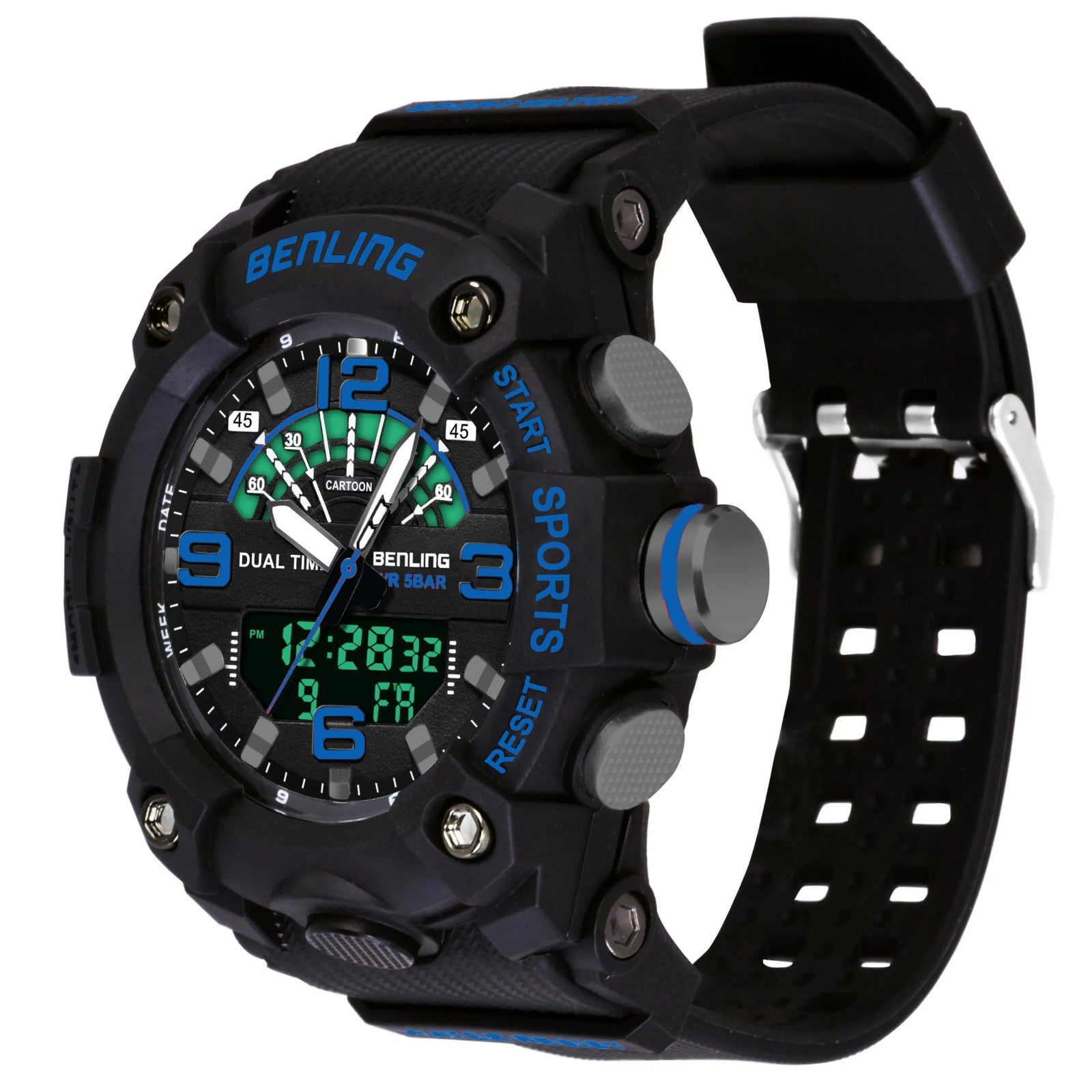 Benling Men’s 5-Color Analog Digital Watch – SKBLANDG-6008