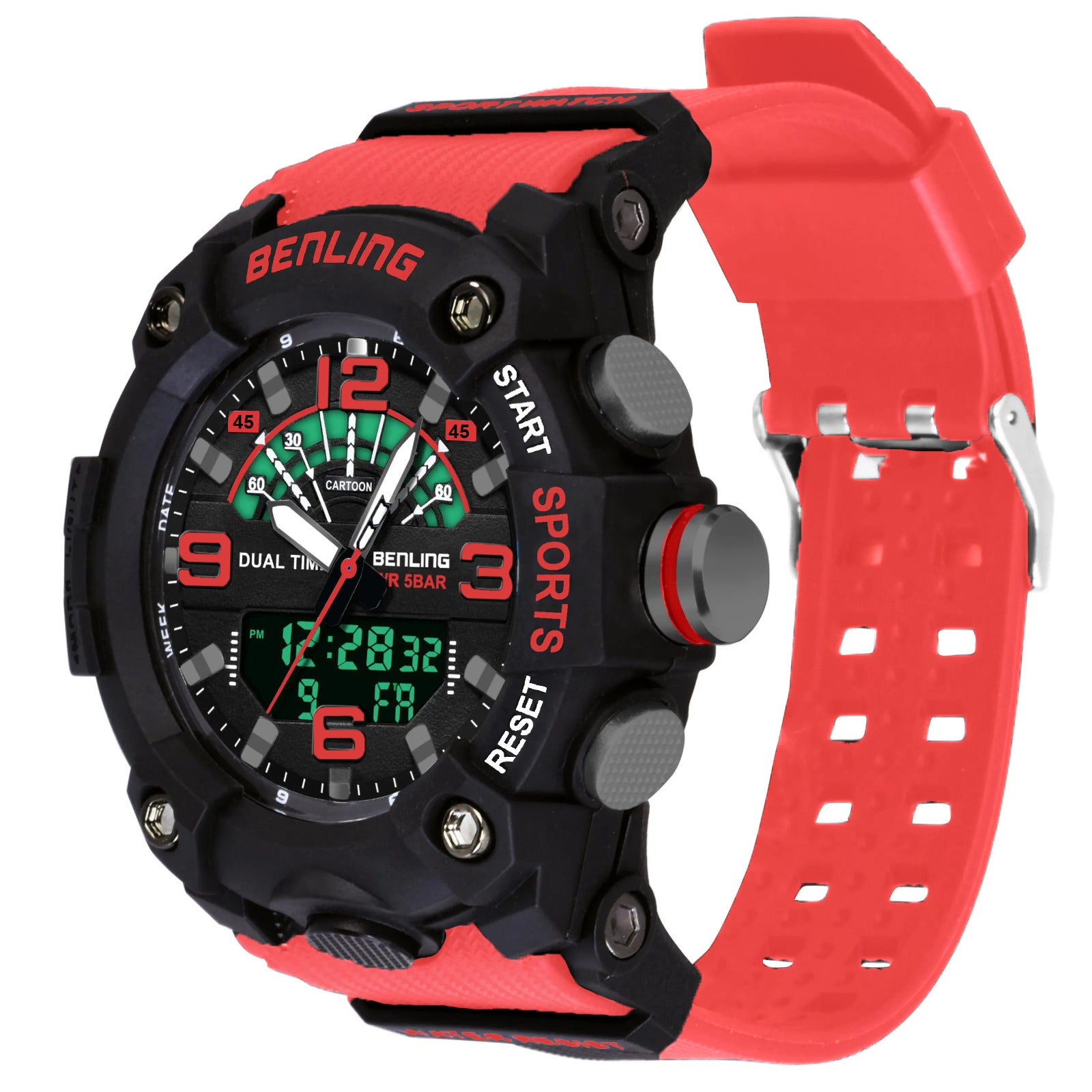 Benling Men’s 5-Color Analog Digital Watch – SKBLANDG-6008